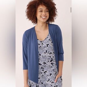 NWT - Kim & Co Brazil Knit 3/4 Sleeve Bolero - blue
